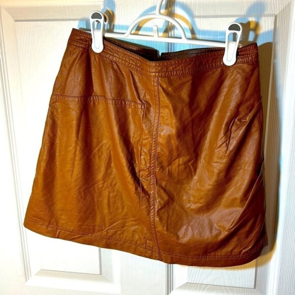 free people polyurethane brown mini skirt size 4 - Picture 2 of 4